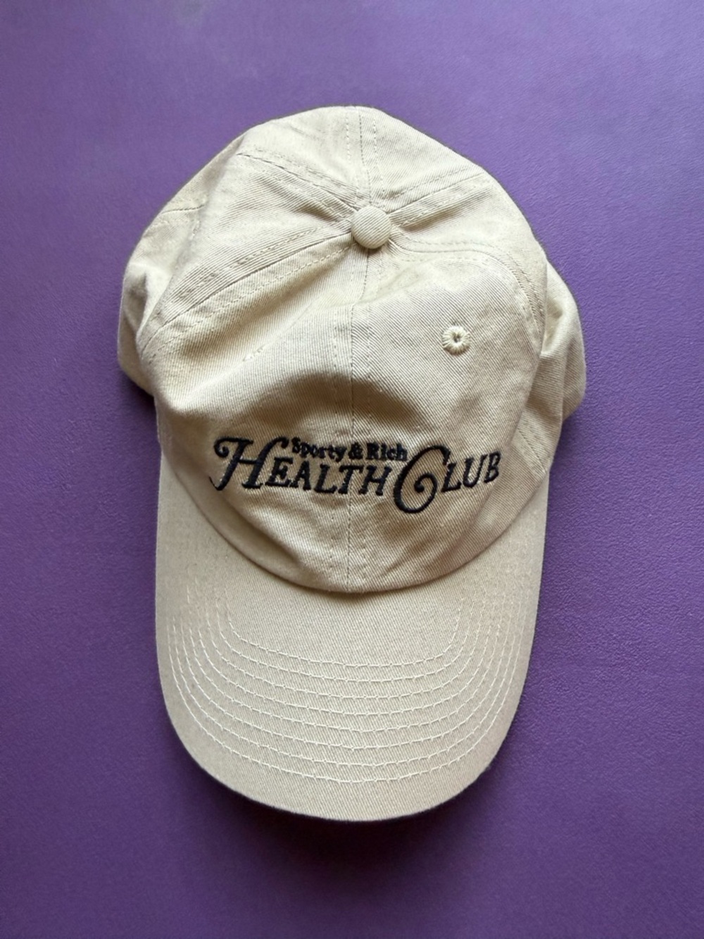 Sporty & Rich Beige Cotton Baseball Cap with Logo Patch